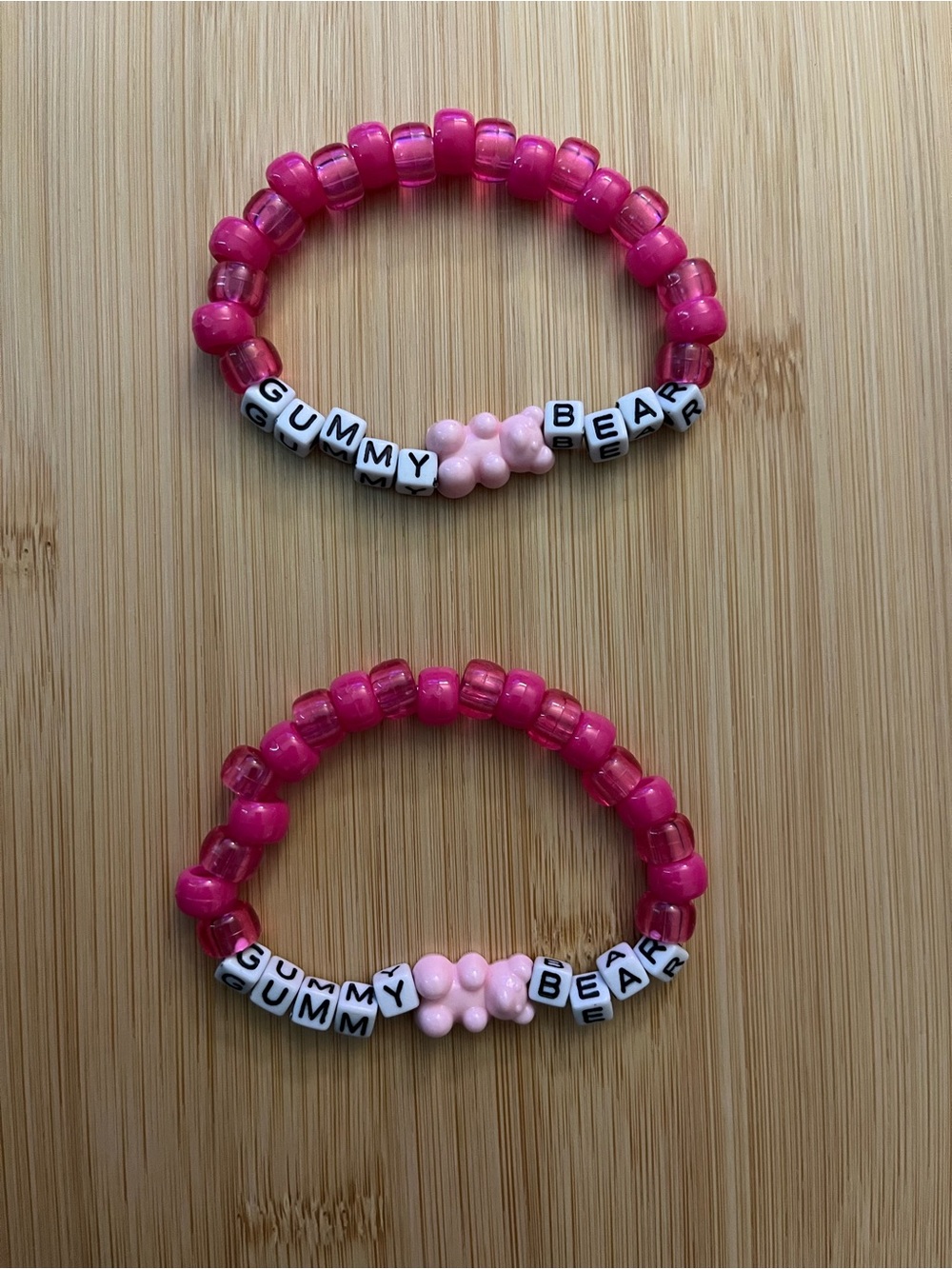 Pink Gummy Bear Pony Beaded Bracelet